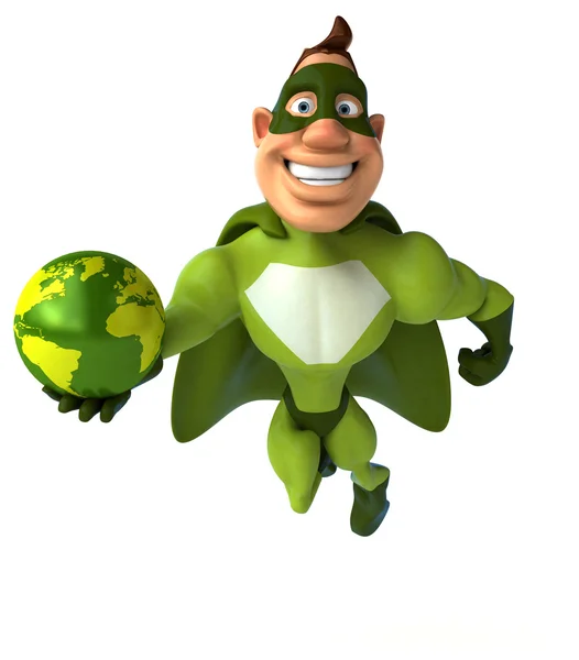Superheld mit Globus — Stockfoto