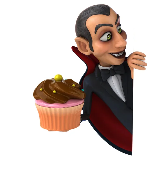 Vampir holding cupcake — Stok fotoğraf