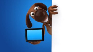 komik köpek holding tablet