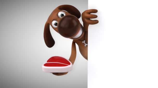Bife cão engraçado segurando — Vídeo de Stock