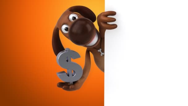 Funny dog holding dollar sign — Stock Video
