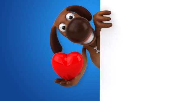 Funny dog holding heart — Stock Video