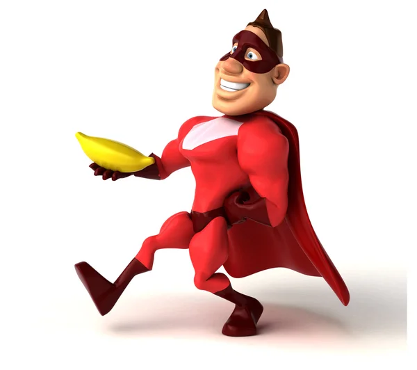 Supereroe con banana in mano — Foto Stock