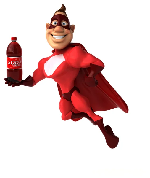 Superhjälte innehav soda — Stockfoto