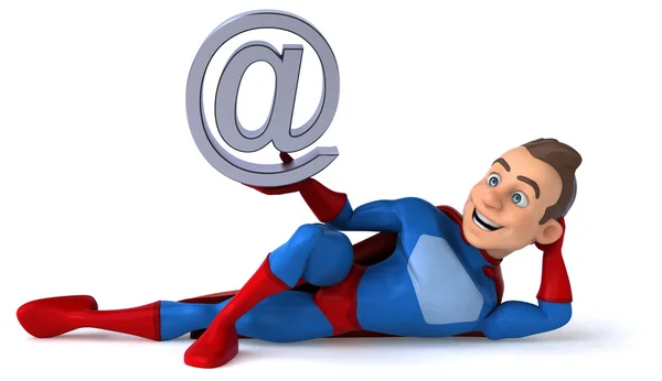 Superhero holding  internet sign — Stock Photo, Image