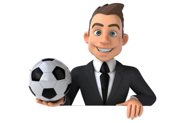 Businessman holding card and ball — Stock Photo, Image