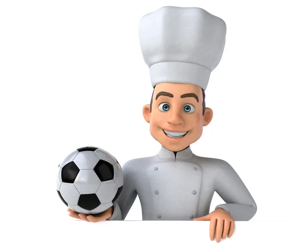 Chef sosteniendo pelota de fútbol — Foto de Stock