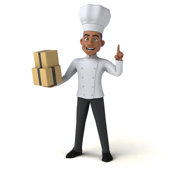 Chef segurando caixas — Fotografia de Stock