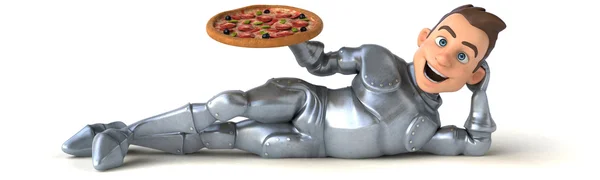 中世の騎士保持ピザ — ストック写真