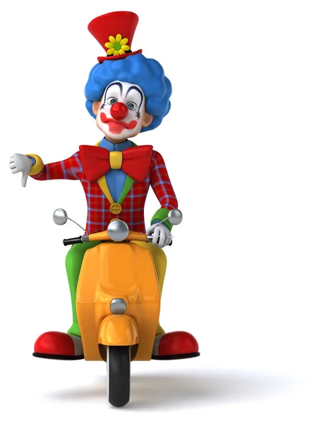Grappige clown op scooter — Stockfoto