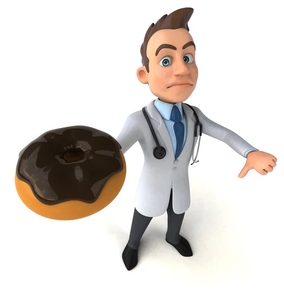 Dokter bedrijf donut — Stockfoto