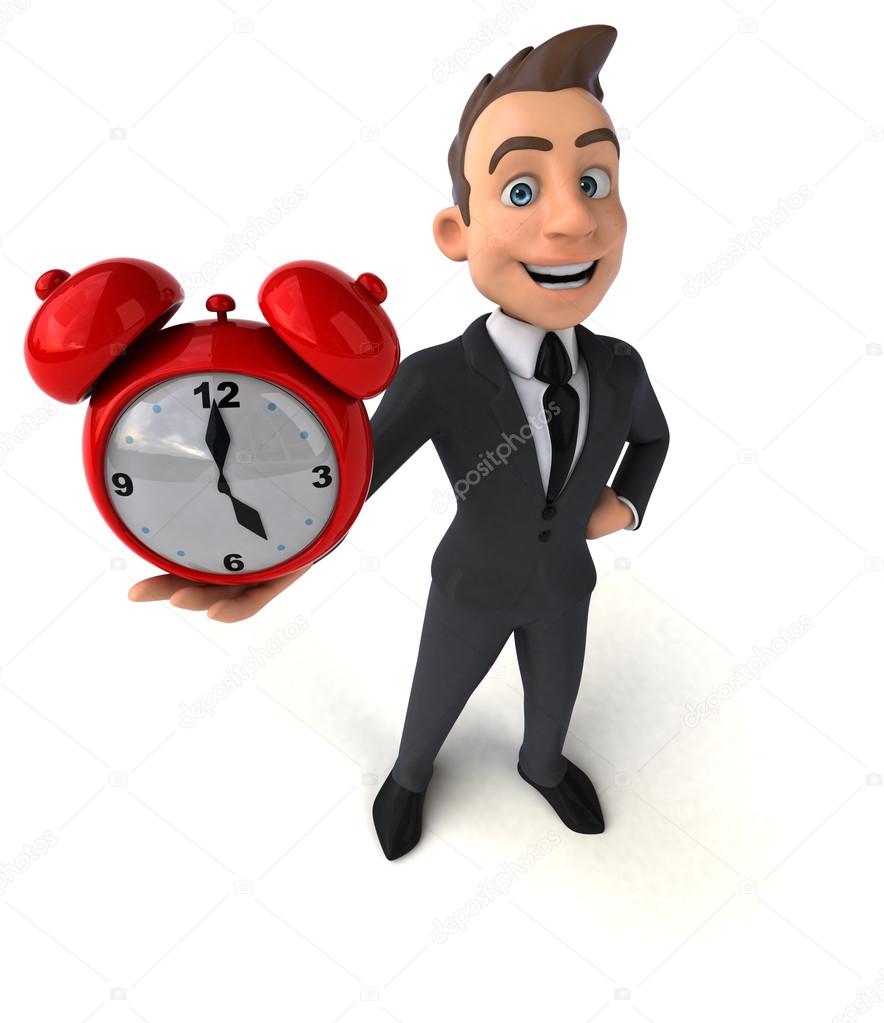 businessman holding clock 