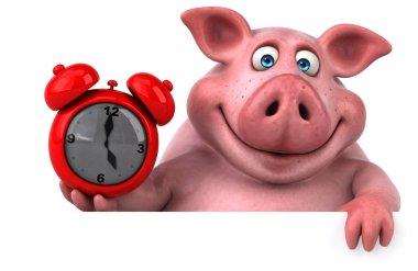 domuz holding kart ve masa saati 