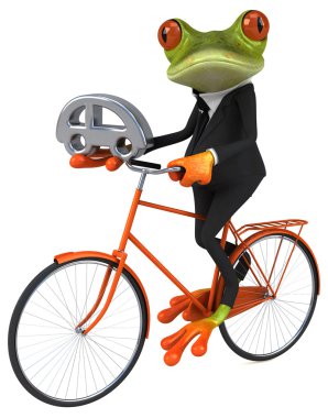 Araba işaret tutan kurbağa 