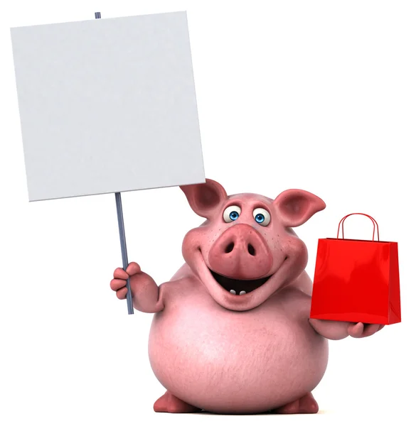 Свиня тримає карту і сумку — стокове фото