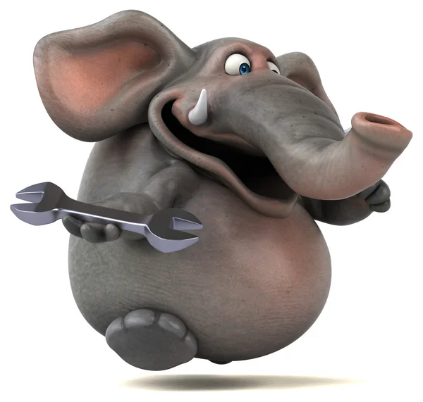 Elephant holding wrench — Stock Photo, Image