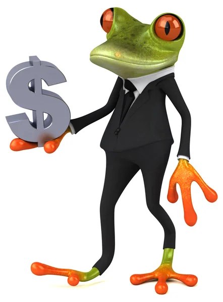 Kurbağa holding dolar işareti — Stok fotoğraf