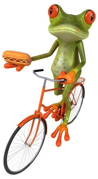 Frog innehav hotdog — Stockfoto