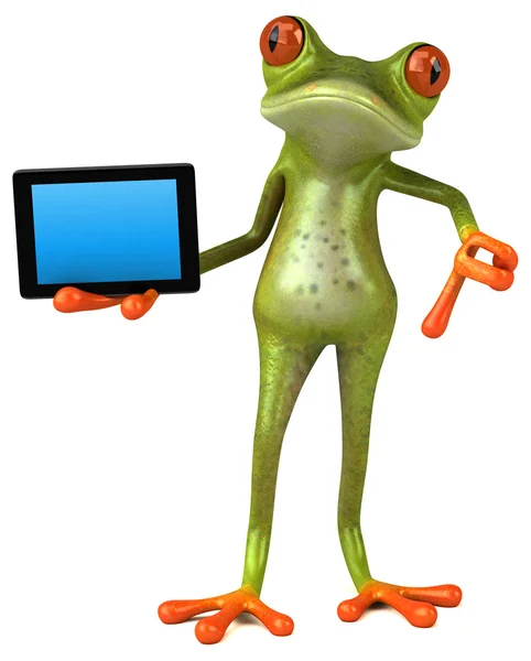 青蛙控股平板电脑 — 图库照片