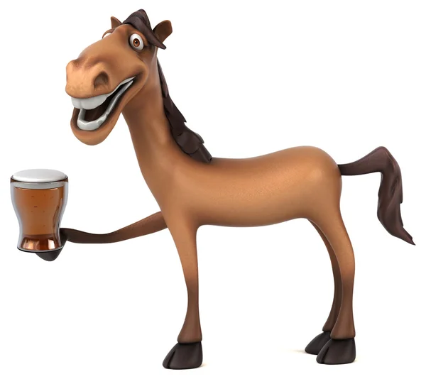 Paard bedrijf bier — Stockfoto