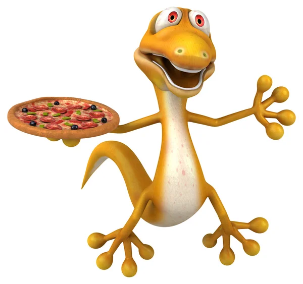 Lagarto sosteniendo pizza — Foto de Stock