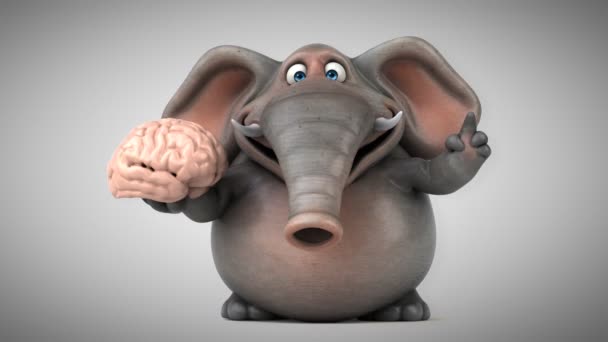 Divertente elefante che tiene il cervello — Video Stock