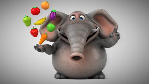 Funny elephant warzyw gospodarstwa — Wideo stockowe