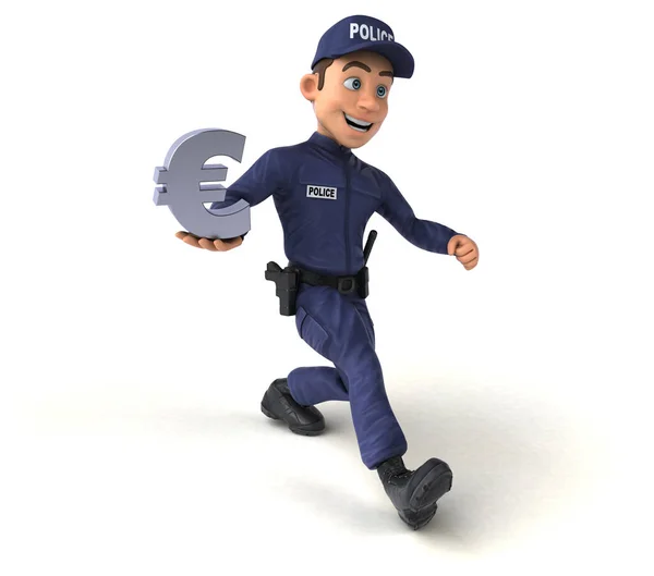 Весела Ілюстрація Мультиплікаційного Поліцейського Євро — стокове фото