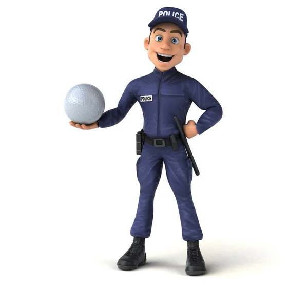 Divertente Illustrazione Agente Polizia Del Fumetto Con Palla — Foto Stock