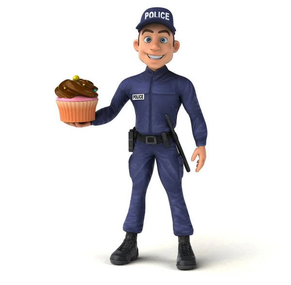 Весела Ілюстрація Мультиплікаційного Поліцейського Кексом — стокове фото