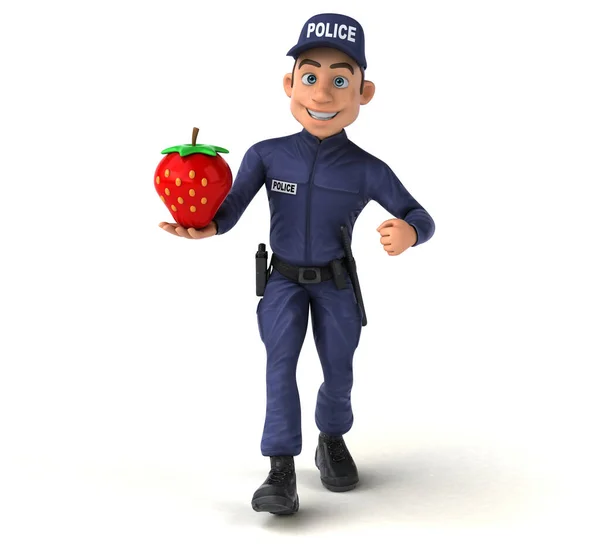 Ilustração Divertida Policial Desenhos Animados Com Morango — Fotografia de Stock