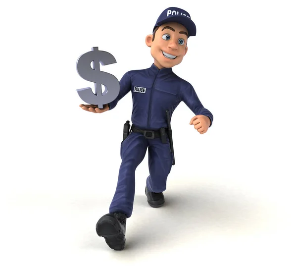 Веселая Иллюстрация Полицейского Долларом — стоковое фото