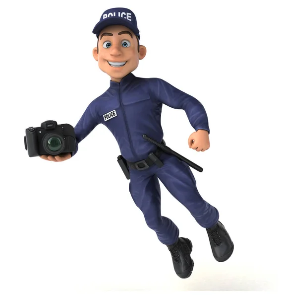 Fun Illustration Cartoon Police Officer Camera — Stock Photo, Image