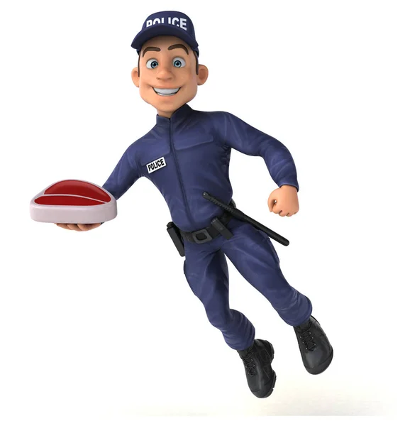 Lustige Illustration Eines Cartoon Polizisten Mit Fleisch — Stockfoto