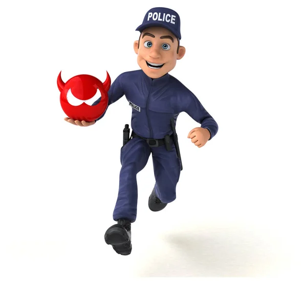 Ilustração Divertida Policial Desenhos Animados Com Vírus — Fotografia de Stock