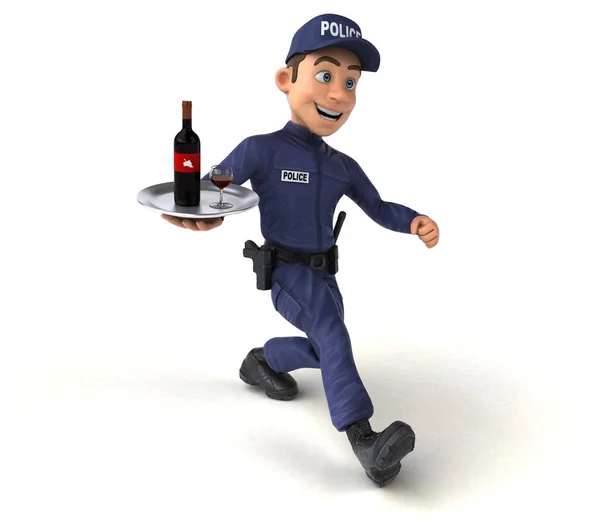 Διασκέδαση Απεικόνιση Ενός Καρτούν Αστυνομικός Κρασί — Φωτογραφία Αρχείου