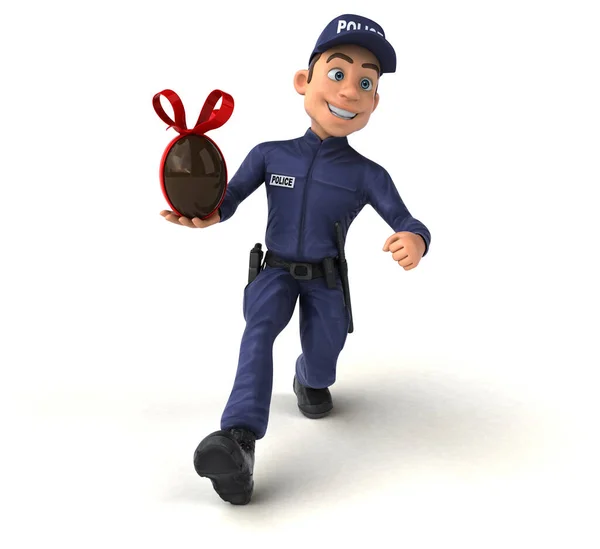 Весела Ілюстрація Мультиплікаційного Поліцейського Яйцем — стокове фото