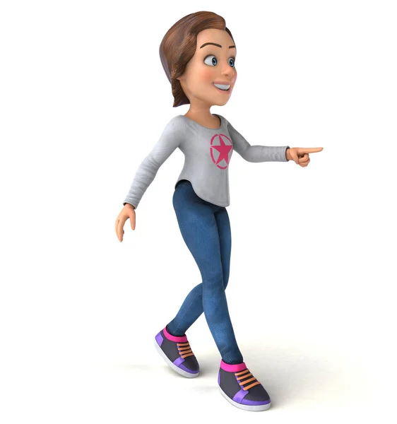 有趣的3D卡通人物少女 — 图库照片