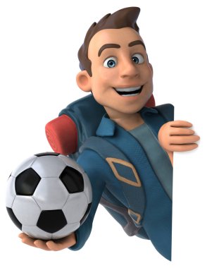 Toplu bir 3D karikatür sırt çantalı eğlenceli illüstrasyon