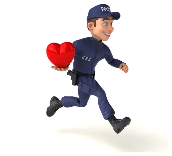 Divertida Ilustración Oficial Policía Dibujos Animados Con Corazón —  Fotos de Stock