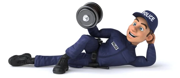 重みを持つ漫画警察官の楽しい3Dイラスト — ストック写真