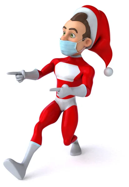 Maskeli Eğlenceli Süper Noel Baba Karakteri — Stok fotoğraf