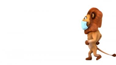 Maskeli 3 boyutlu komik karakter aslanı 