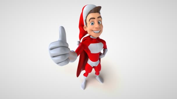 Fun Super Santa Claus Mit Erhobenem Daumen Animation — Stockvideo