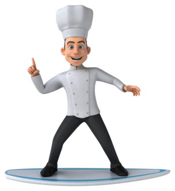 Eğlenceli 3D karikatür şefi karakter sörfü