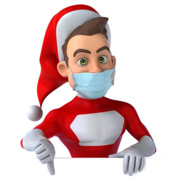 Maskeli eğlenceli süper Noel Baba karakteri