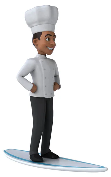 Diversão Desenho Animado Chef Personagem Surf — Fotografia de Stock