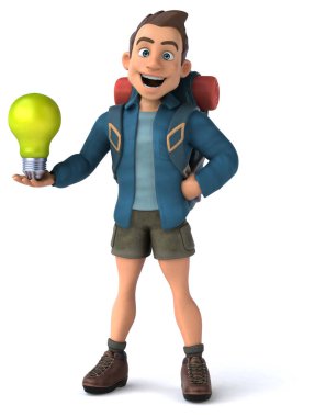 Lambalı bir 3D karikatür sırt çantası. 