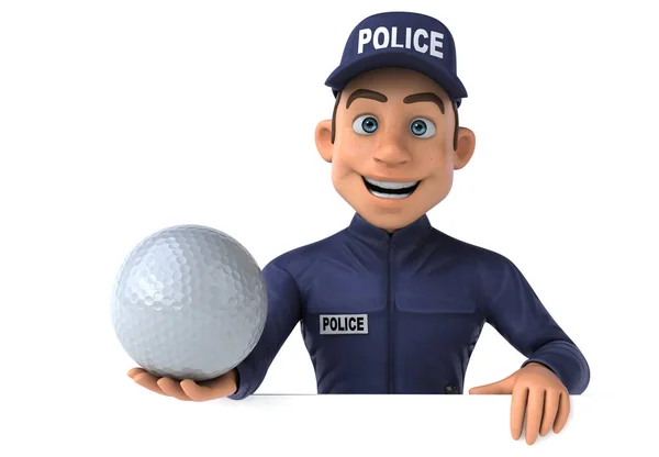 Divertida Ilustración Oficial Policía Dibujos Animados Con Pelota — Foto de Stock