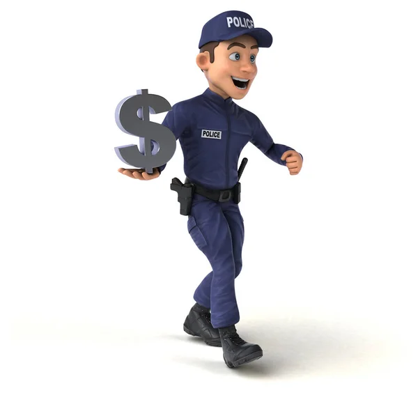 Fun Illustration Cartoon Police Officer Dollar — Stock Photo, Image